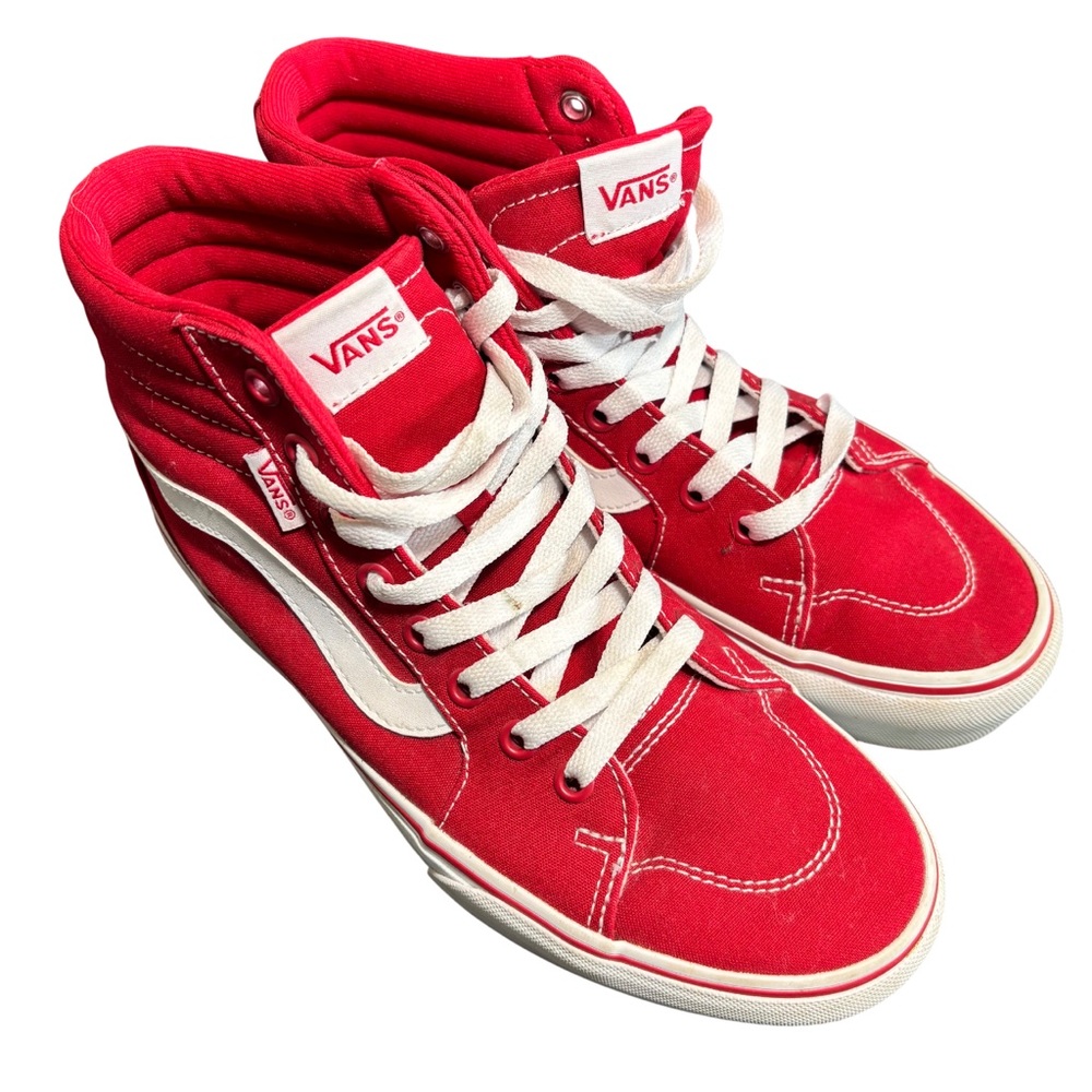 VANS | Off The Wall Red White High Top Classic Old School Sneakers Shoes Sz 8.5